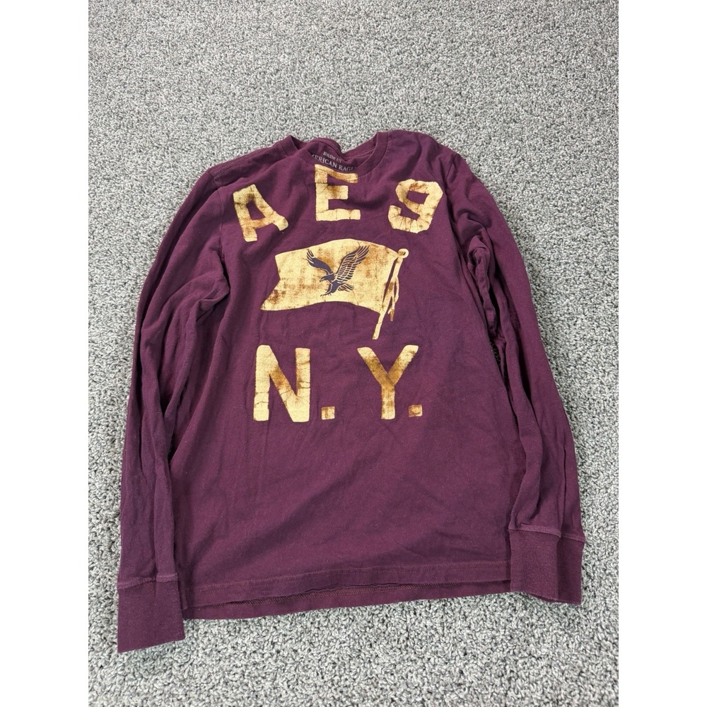 Vintage Y2K American Eagle Long Sleeve T Shirt Men's Size Medium Red Grunge
